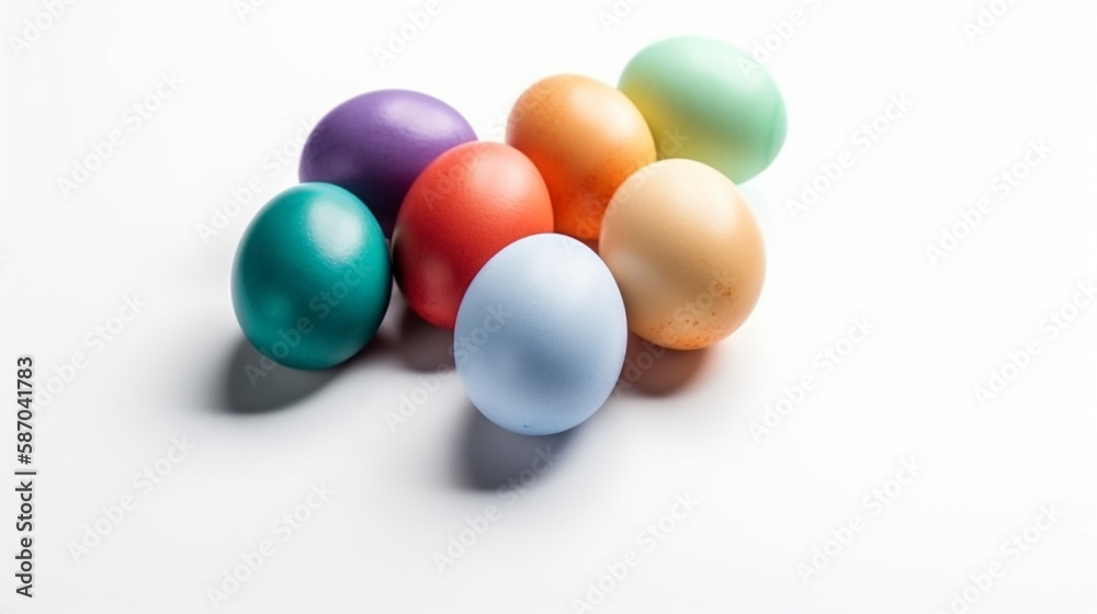 Easter easter eggs with bunnies. selective focus. Generative AI, Easter easter eggs with bunnies. selective focus. Generative AI,
