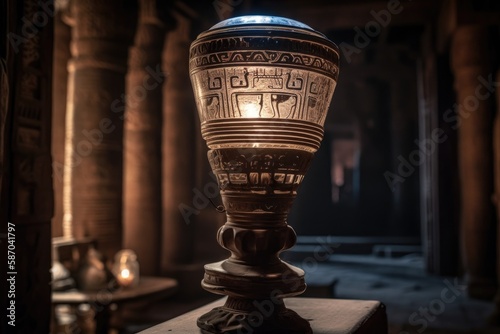 In the Hathor temple at Dendera, Egypt, there is a Dendera lamp or lightbulb. selective attention. Generative AI photo