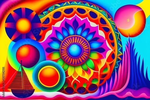 Rendering of The Dreamlike World of Mexican Loteria. Generative AI. 