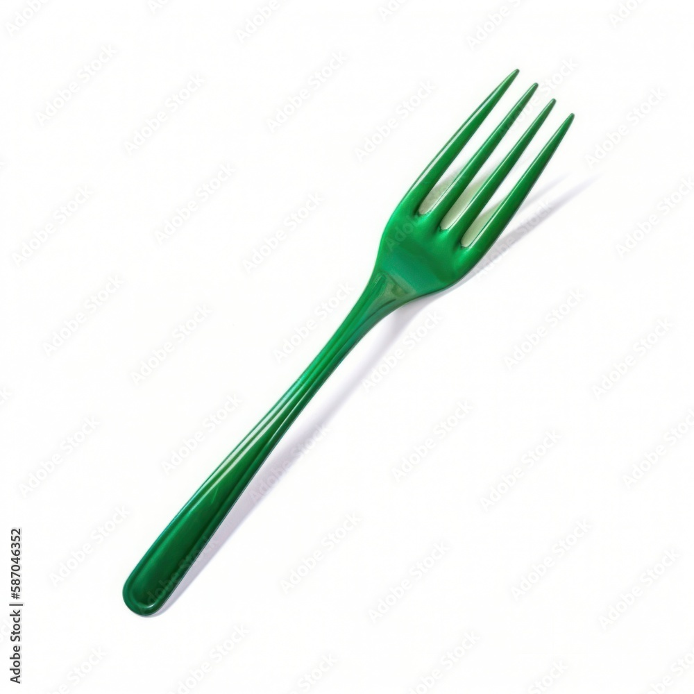 green fork on white background green fork on white background