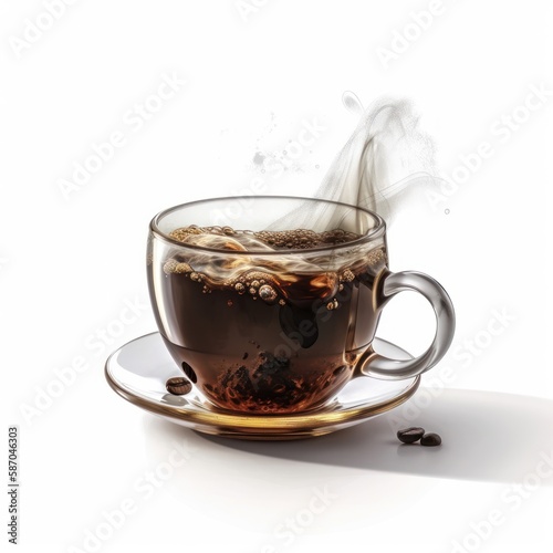 cup of freshly Yemeni coffee on a crisp on white background