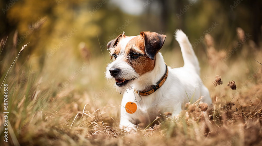 Purebred Jack Russel Terrier dog outdoors on a sunny summer day. Generative Ai Purebred Jack Russel Terrier dog outdoors on a sunny summer day. Generative Ai