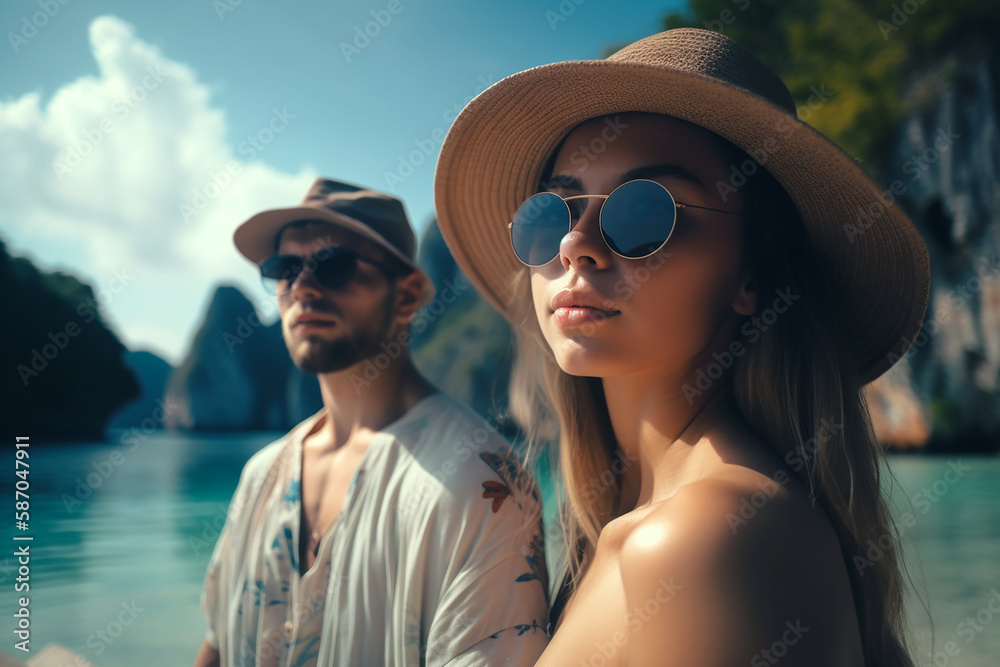 casal de férias em paraíso tropical na tailandia 