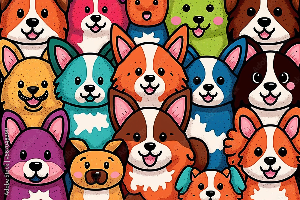 Fototapeta premium animais cachorros fofos coloridos 