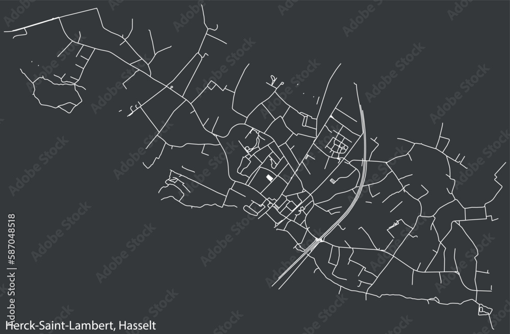 Detailed hand-drawn navigational urban street roads map of the HERCK-SAINT-LAMBERT MUNICIPALITY of the Belgian city of HASSELT, Belgium with vivid road lines and name tag on solid background