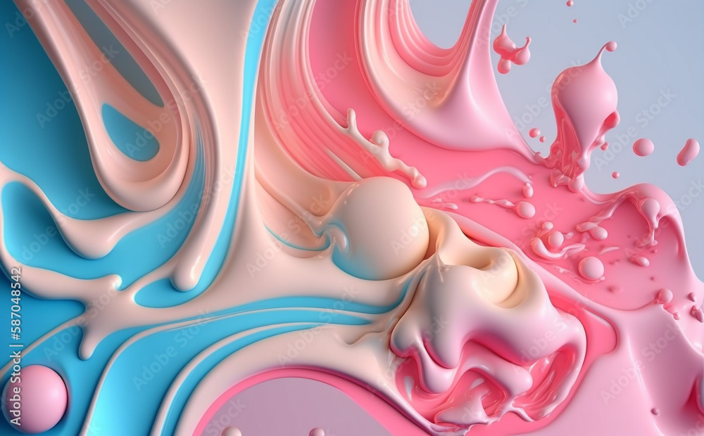 Cream, pink and light blue fluid background, Generative AI Cream, pink and light blue fluid background, Generative AI
