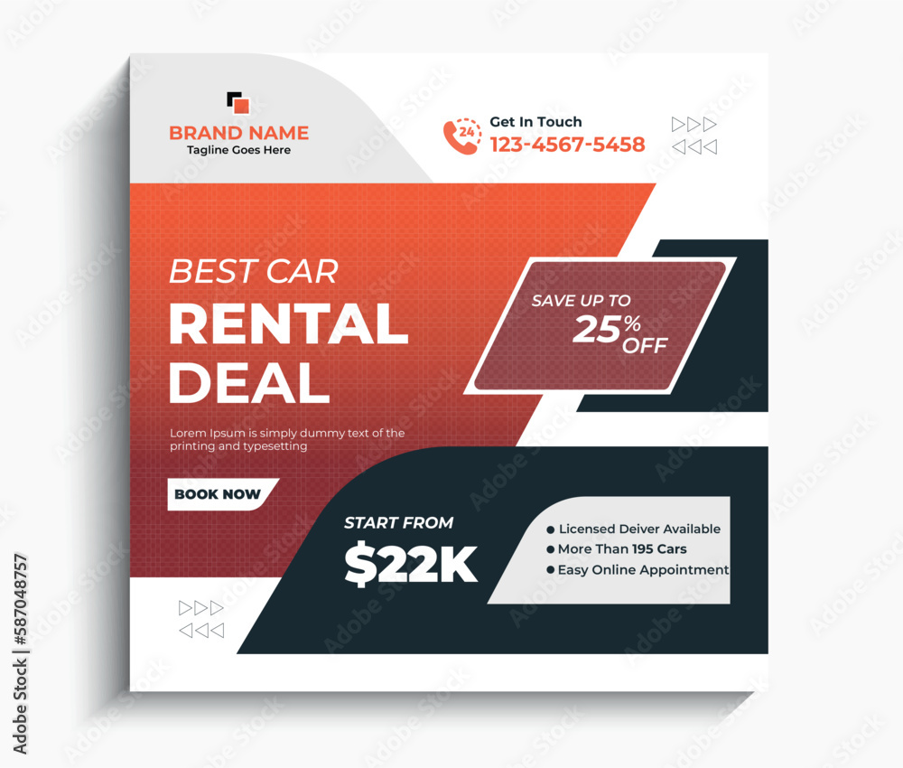 car rental social media post banner template