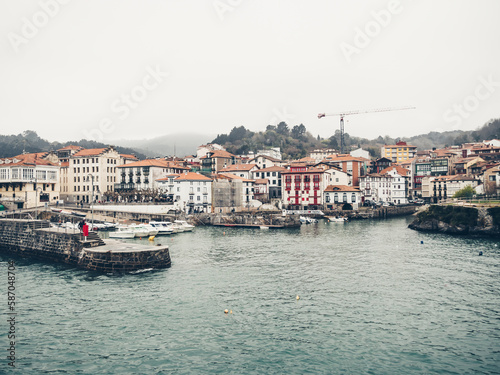 MUNDACA, SPAIN - 23 FEBRUARY,2020: this town is located in the coast at the mouth of the Urdaibai Ria in the Bay of Biscay