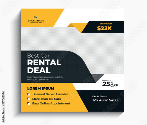 Best drive car rental deal social media post template.