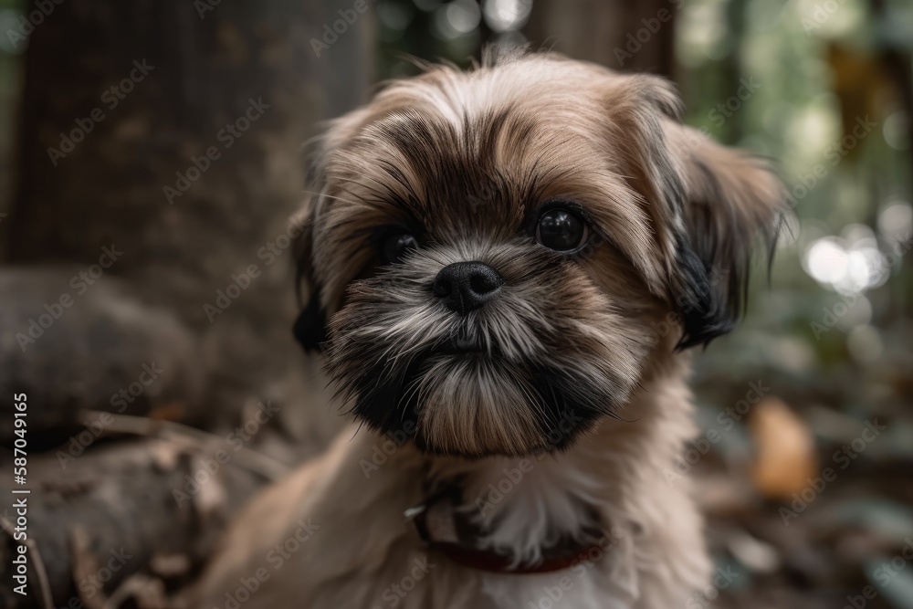 A cute Shih Tzu puppy poses for the camera. Generative AI A cute Shih Tzu puppy poses for the camera. Generative AI