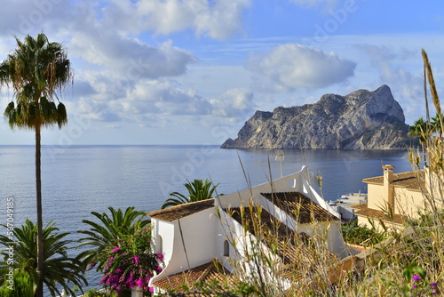 House on the beach with a view of the mountains of Alicante photo
