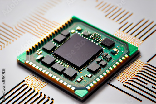 high-tech chip with a computer processor