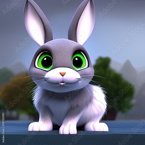 strybk cartoon rabbit in hoodie 3d rendering central contest winner realistic beautiful photo