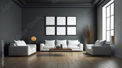 Canvas mockup modern living room generative art