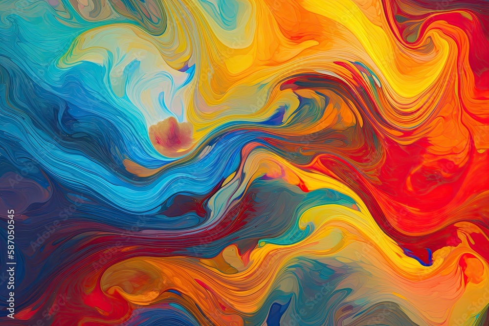 background image that consists of vibrant, contrasting colors, such as red, yellow, and blue, arranged in a fluid, swirling pattern Generative AI background image that consists of vibrant, contrasting colors, such as red, yellow, and blue, arranged in a fluid, swirling pattern Generative AI
