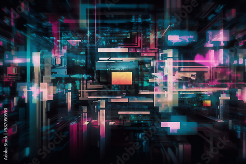 virtual metaverse world  abstract colorful digital background  generative ai