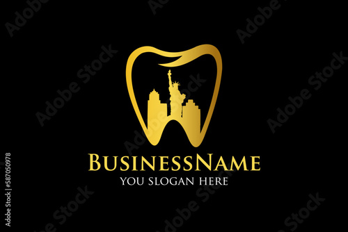 Dental City Luxury gold logo design template element vector