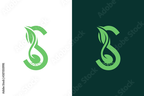 Seed Plant grow in the letter S logo design template element vector