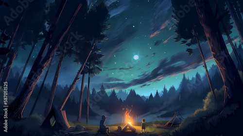 camping at night