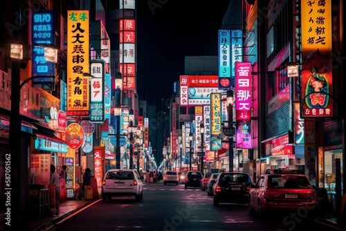 Electric Nights in Shinjuku, Tokyo - Generative Ai © Digital Dreamscape