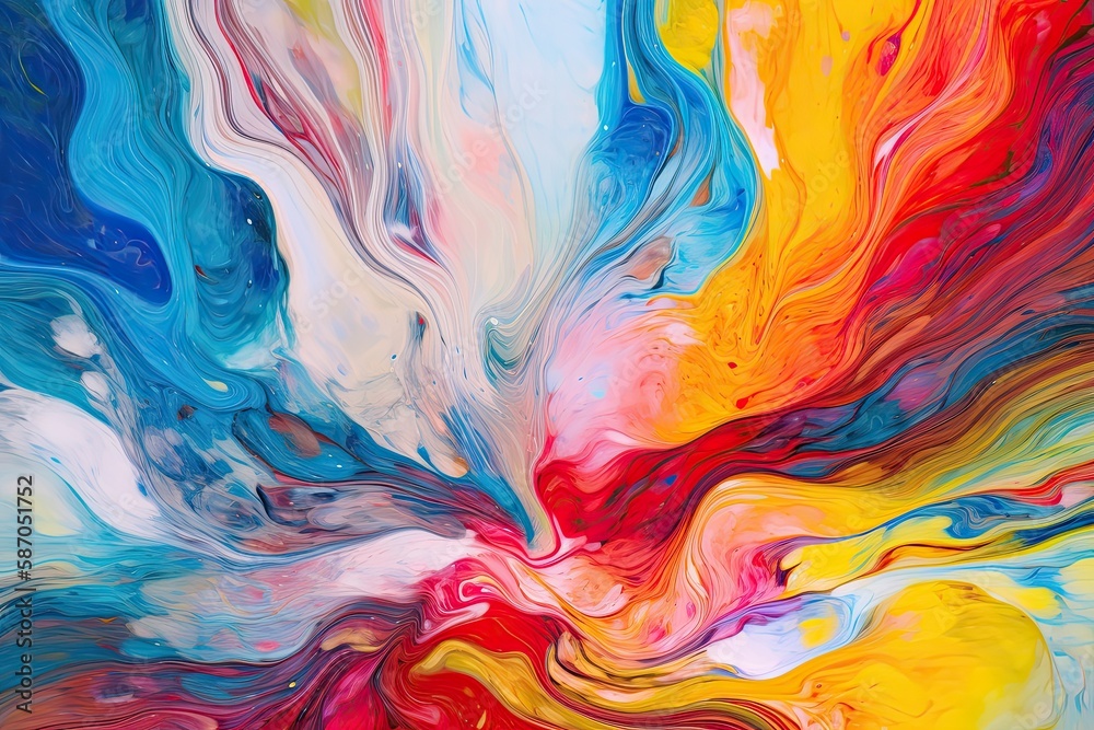 background image that consists of vibrant, contrasting colors, such as red, yellow, and blue, arranged in a fluid, swirling pattern Generative AI background image that consists of vibrant, contrasting colors, such as red, yellow, and blue, arranged in a fluid, swirling pattern Generative AI