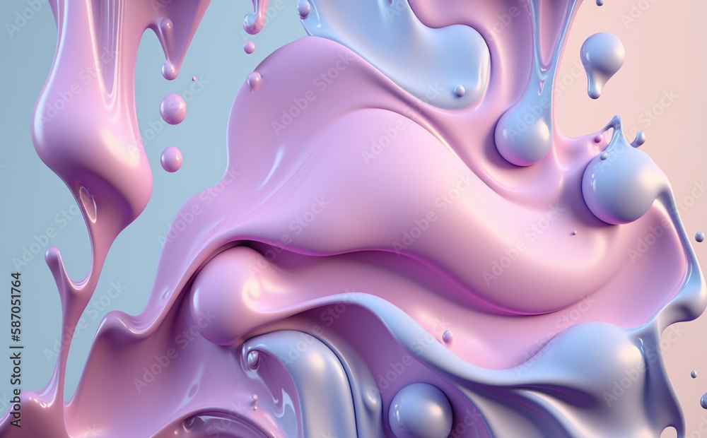 Light pink, baby blue and lavender fluid background, Generative AI