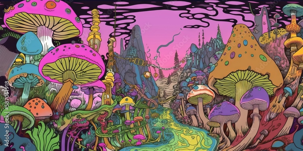 background with psychedelic mushroom