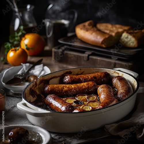 Toad in the Hole-Traditional British Food-Generative AI photo