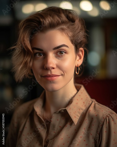 Young Office Worker in Business Casual Photorealistic Portrait Illustration [Generative AI] photo