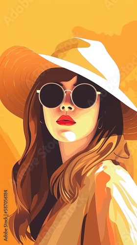 model with sunglasses, popart portrait, generative ai