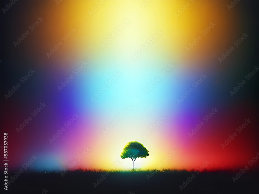 Little tree colorful background. generative ai