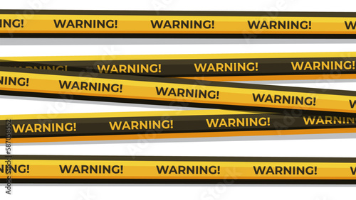 Tape with caution, police line and tape with danger. Vector illustration of black yellow tape print.