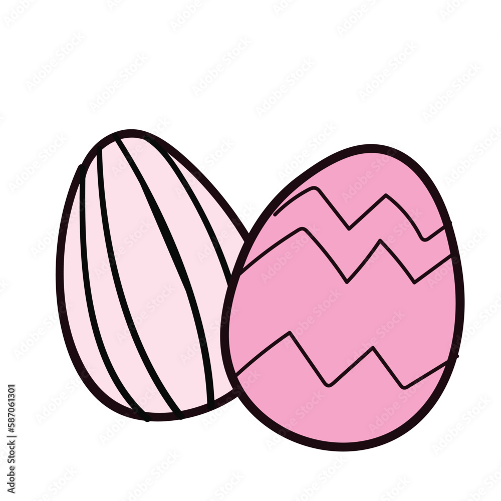 Happy Easter element set of funny rabbit animals, eggs and floral decoration in cute cartoon style. Flat hand drawn icon Happy Easter element set of funny rabbit animals, eggs and floral decoration in cute cartoon style. Flat hand drawn icon