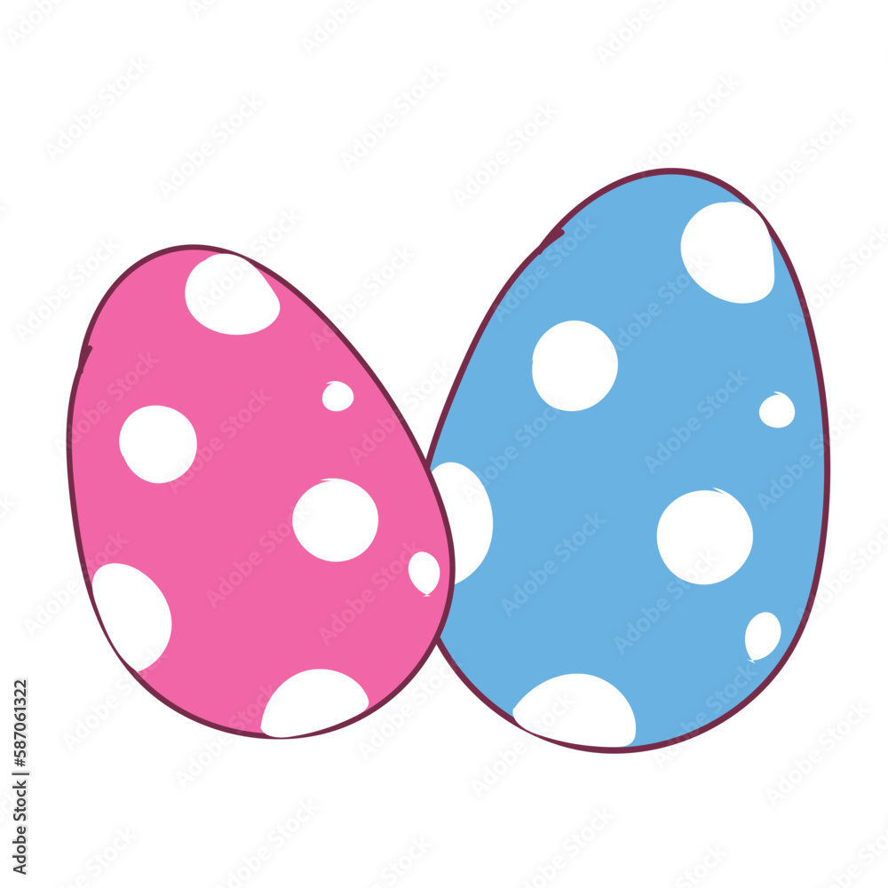 Happy Easter element set of funny rabbit animals, eggs and floral decoration in cute cartoon style. Flat hand drawn icon