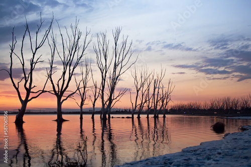 sunset over lake