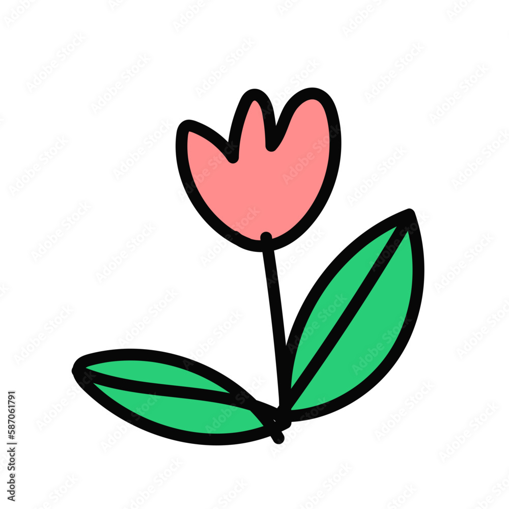 Happy Easter element set of funny rabbit animals, eggs and floral decoration in cute cartoon style. Flat hand drawn icon Happy Easter element set of funny rabbit animals, eggs and floral decoration in cute cartoon style. Flat hand drawn icon