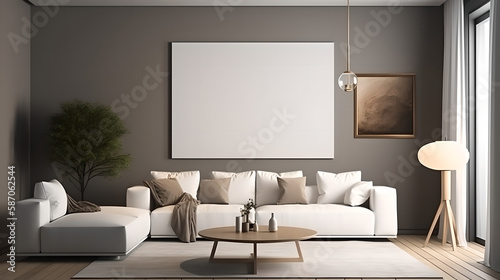 Canvas mockup modern living room generative art © SpringsTea