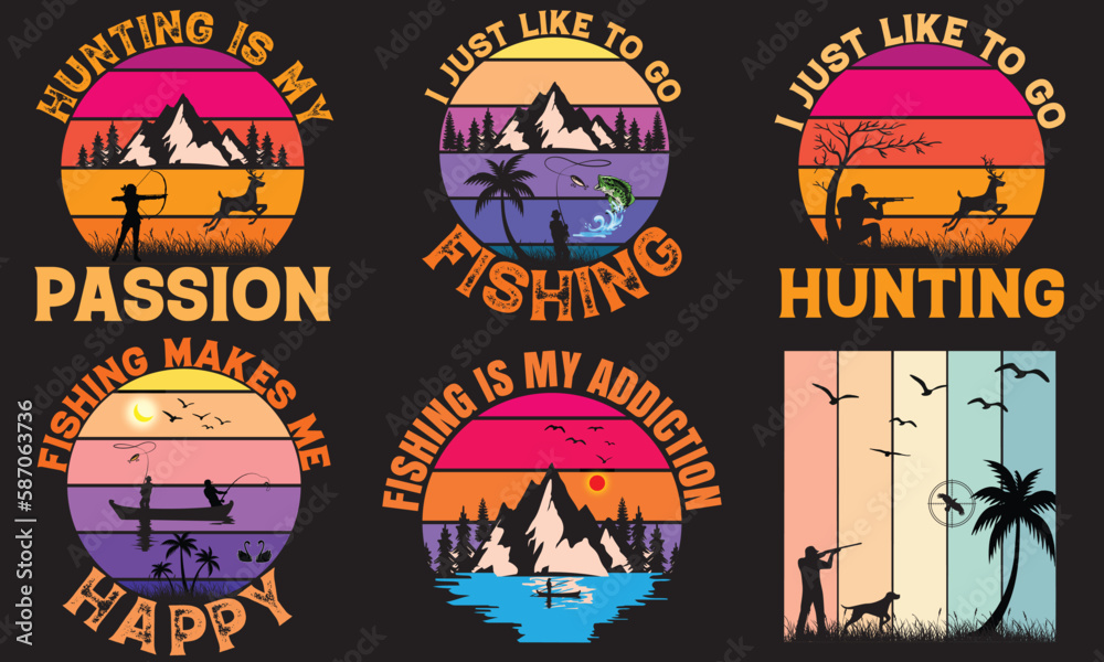 Retro hunting T-shirt design. Hunting T-shirt, Fishing T-shirt, Deer hunting, vector, Retro design and typography T-shirt design.