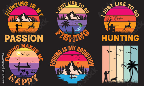 Retro hunting T-shirt design. Hunting T-shirt, Fishing T-shirt, Deer hunting, vector, Retro design and typography T-shirt design. © Vector Vista