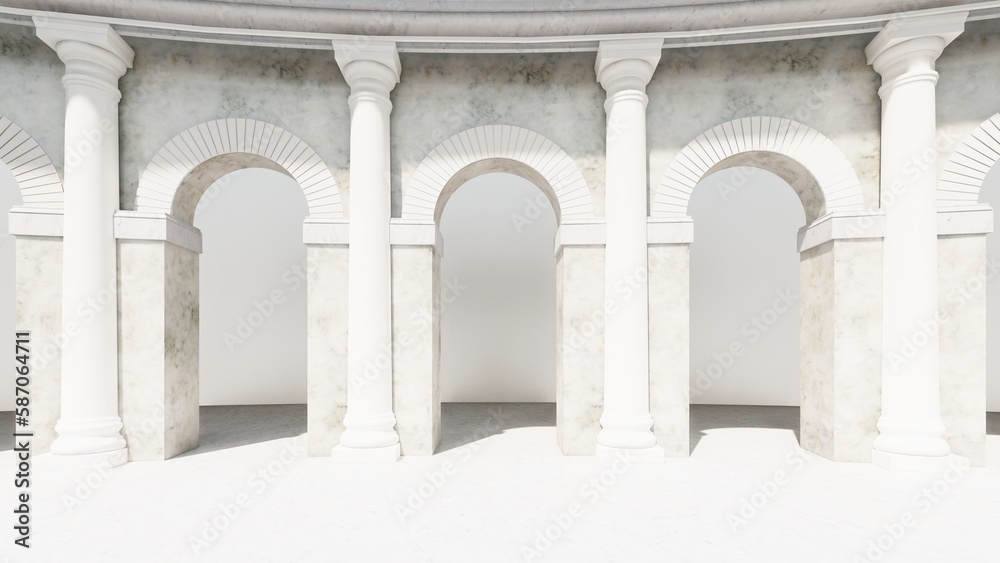 Fototapeta premium Architecture interior background empty arched pass 3d render