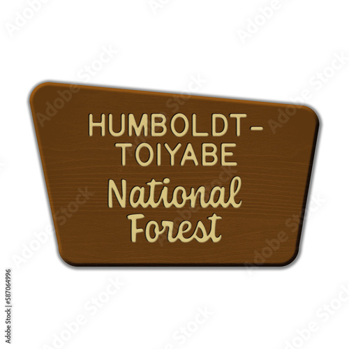 Humboldt-Toiyabe National Forest wood sign illustration on transparent background