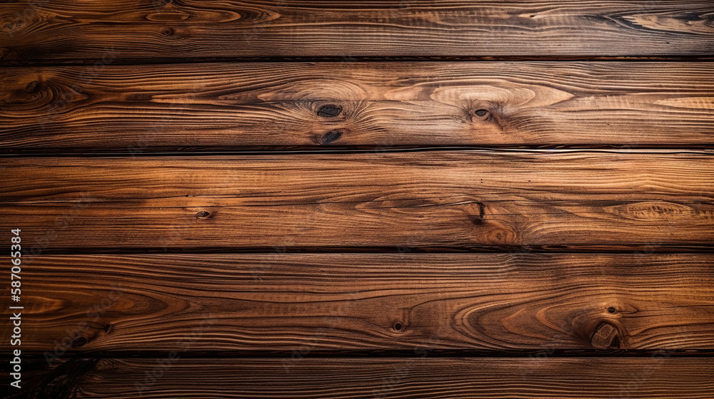 Obraz premium wooden table texture. brown planks as background top view. Generative Ai