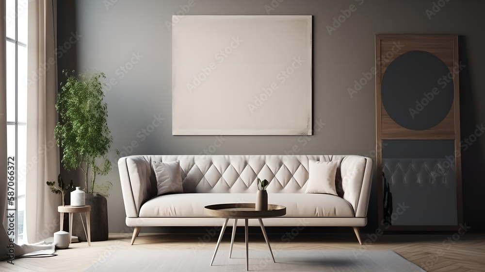 Canvas mockup modern living room generative art Canvas mockup modern living room generative art