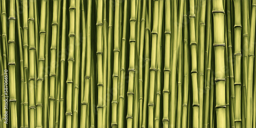 Green bamboo stems. Bamboo thickets, decorative scenic background. Generative AI