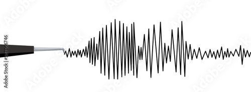 Seismograph earthquake or polygraph test wave. Seismogram vibration or magnitude recording chart . Music volume wave or lie detector diagram record. Vector illustration. photo