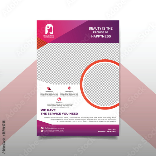 Pink color spa modern business flayer template
