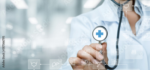 Concept of medical care and diagnostic consultation .