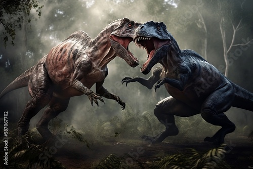 Dinosaur Battle - Ferocious Carnivores Fighting in Prehistoric Times