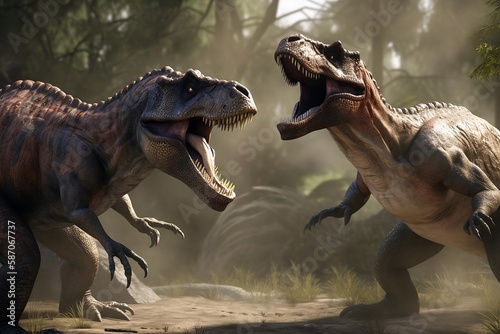 Dinosaur Battle - Ferocious Carnivores Fighting in Prehistoric Times