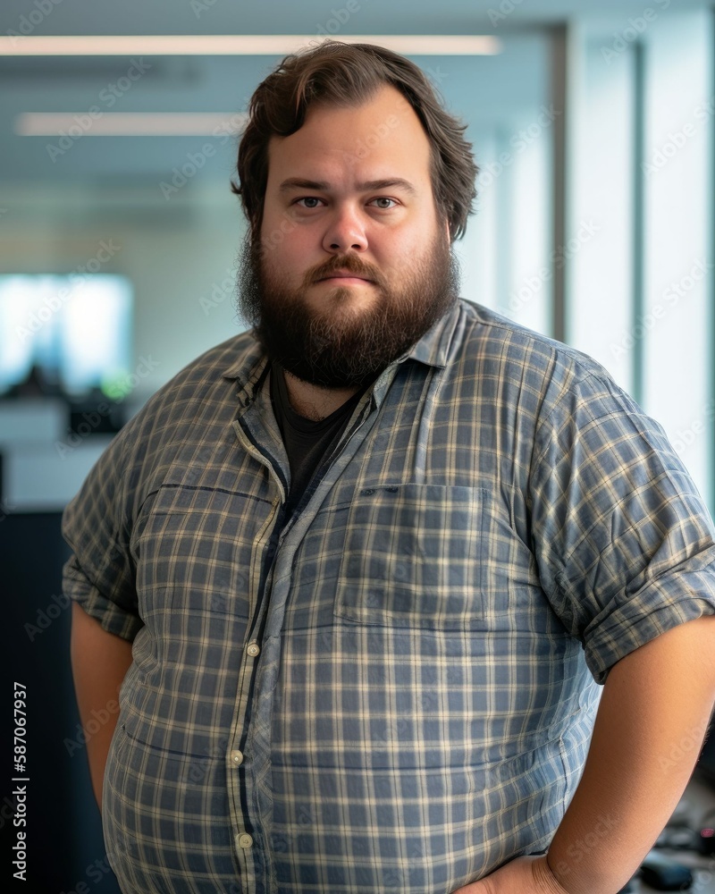Bearded Man Standing in Office Photorealistic Portrait Illustration [Generative AI]
